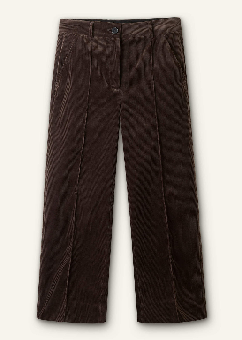 Brown Italian Cord Straight Crop Pant
