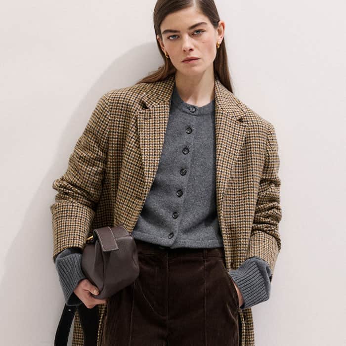 Brown Italian Cord Straight Crop Pant