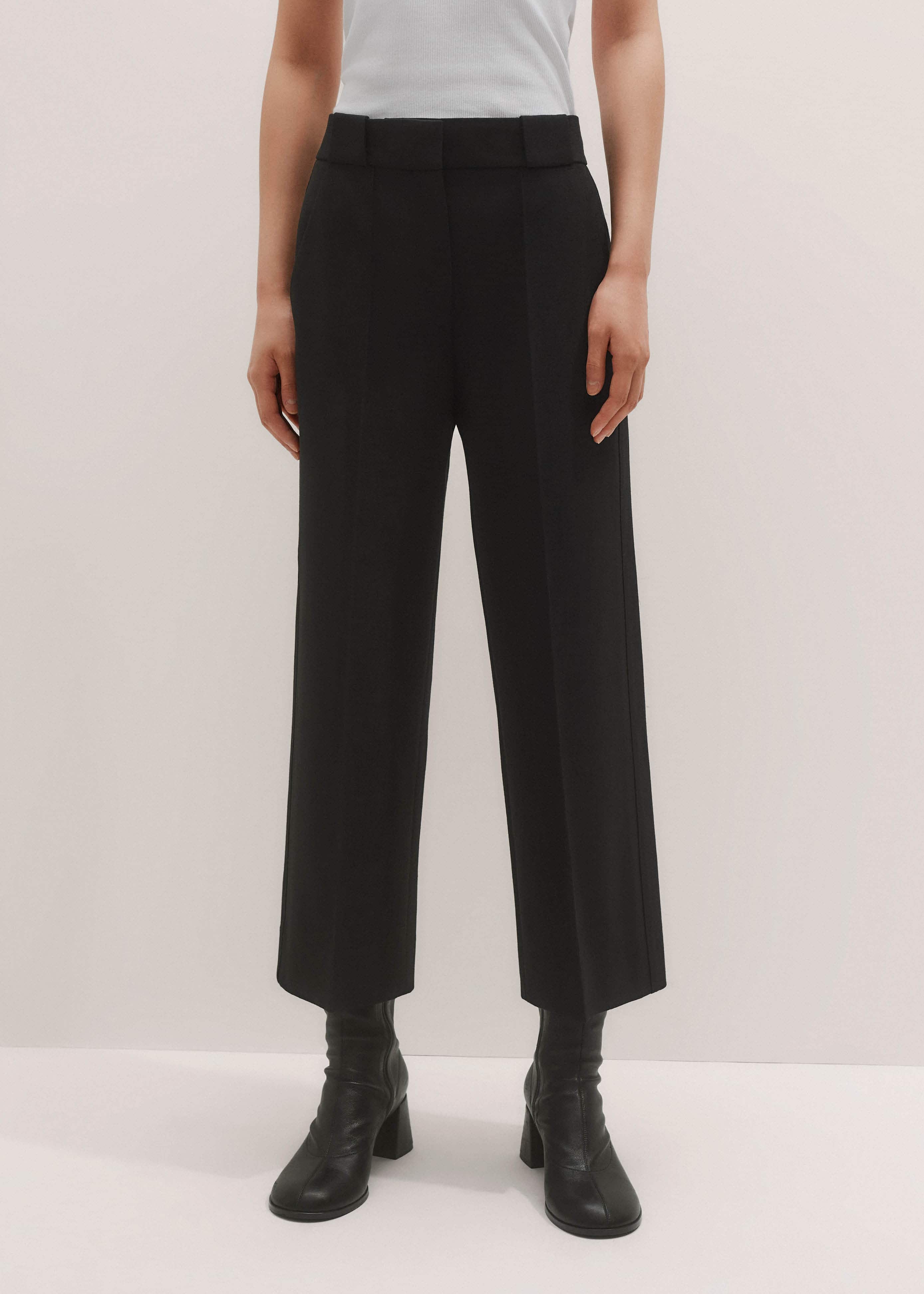 Black Straight Crop Pant