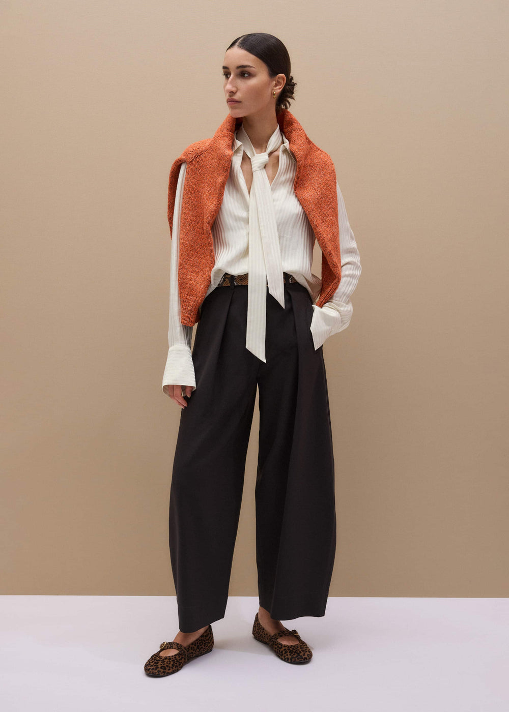 Brown Barrel-Leg Pant