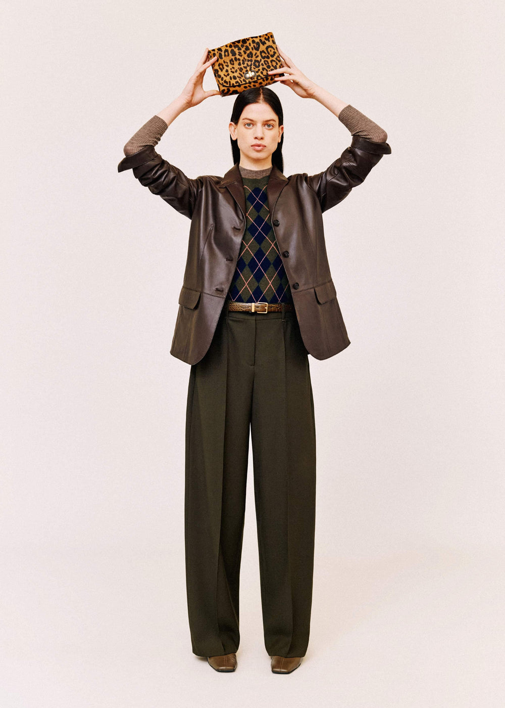 Olive Green Pintuck Tapered Pant