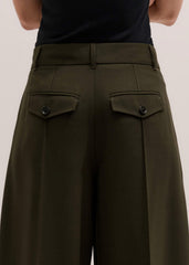 Olive Green Pintuck Tapered Pant