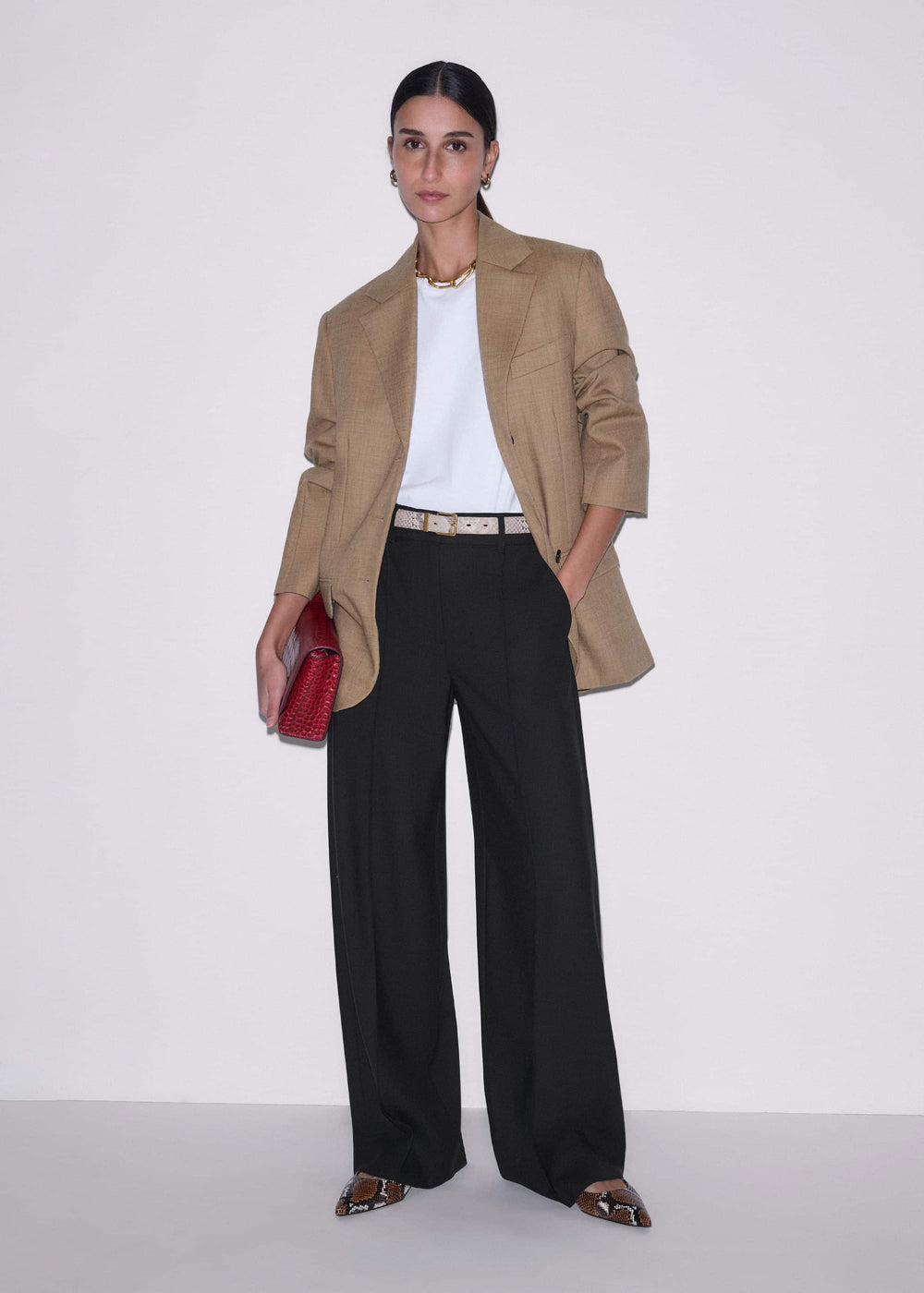 Black Pintuck Taper Pant