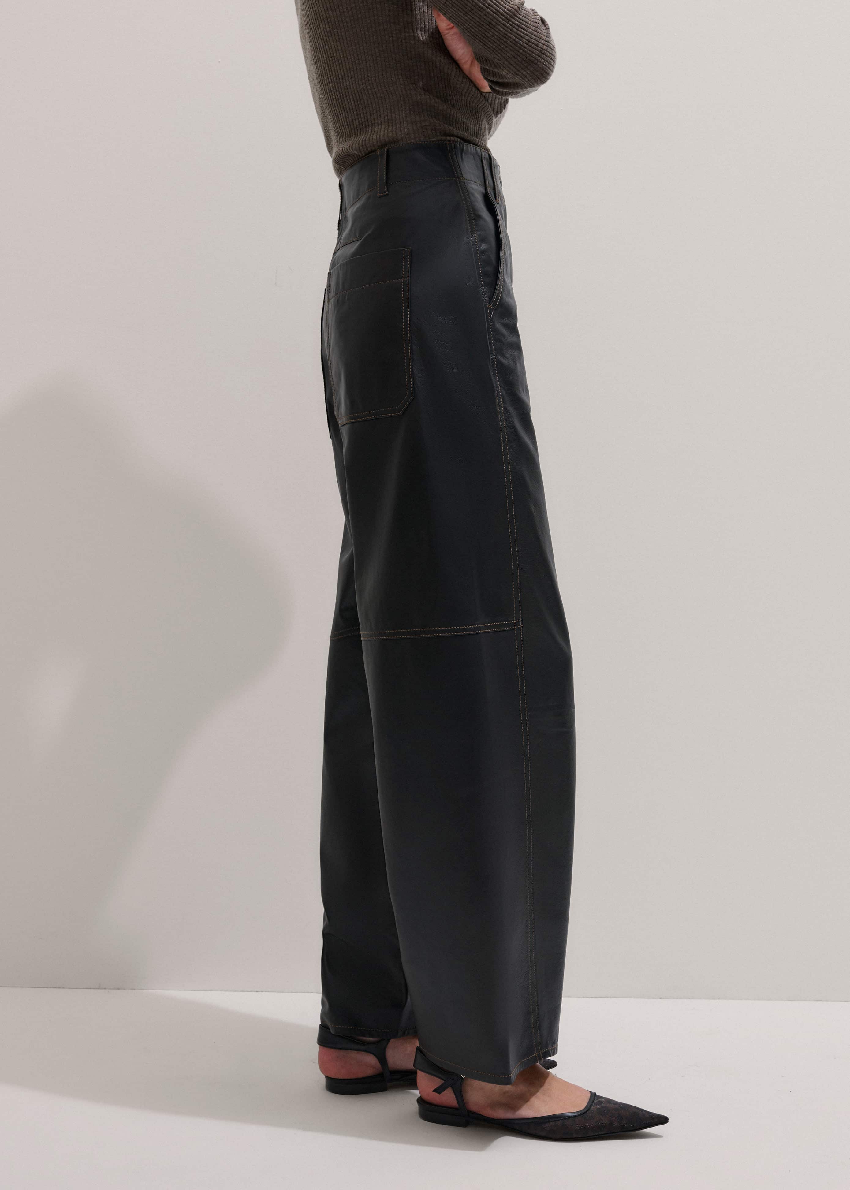 Black Leather Extreme Tapered Pant