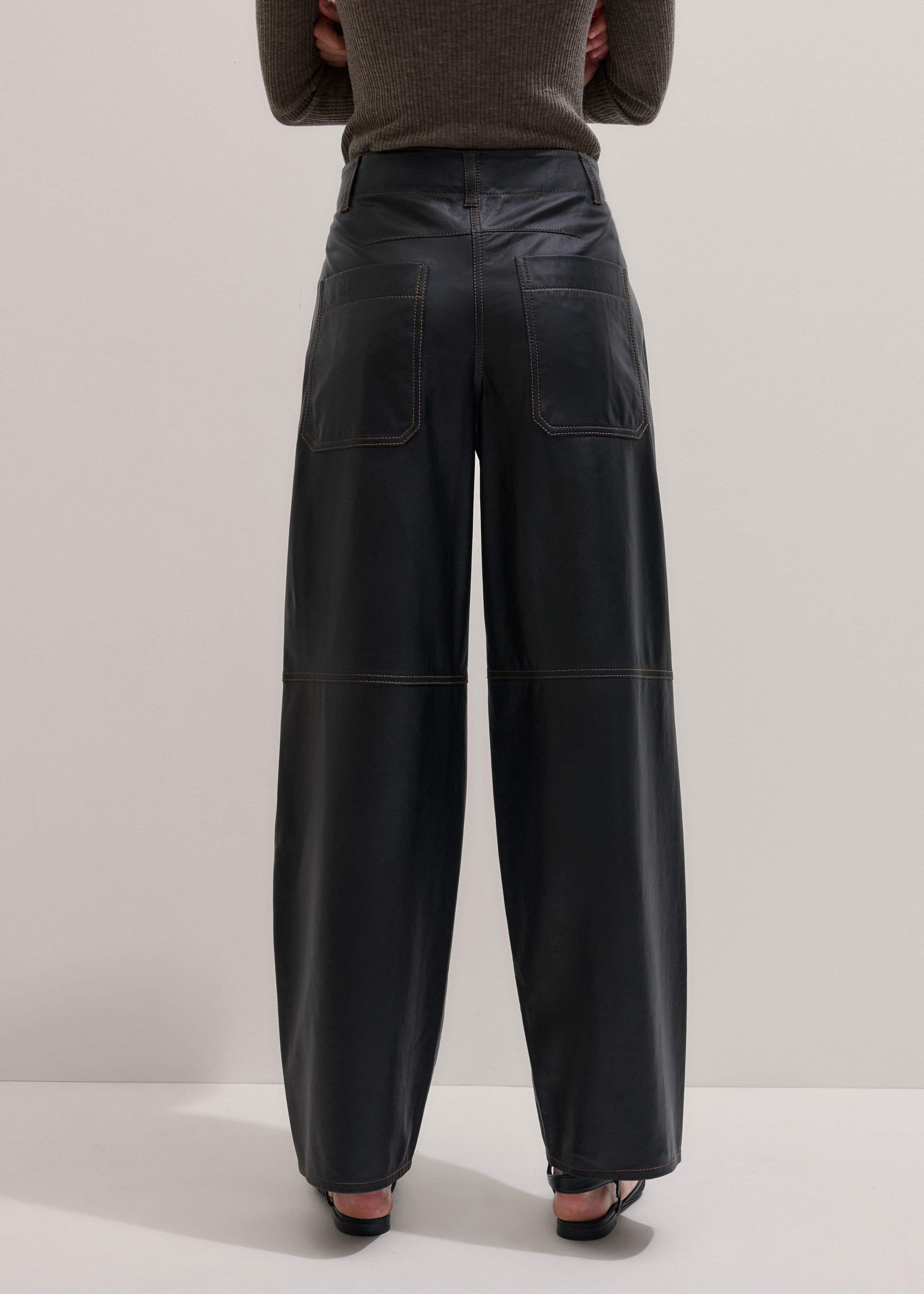 Black Leather Extreme Tapered Pant