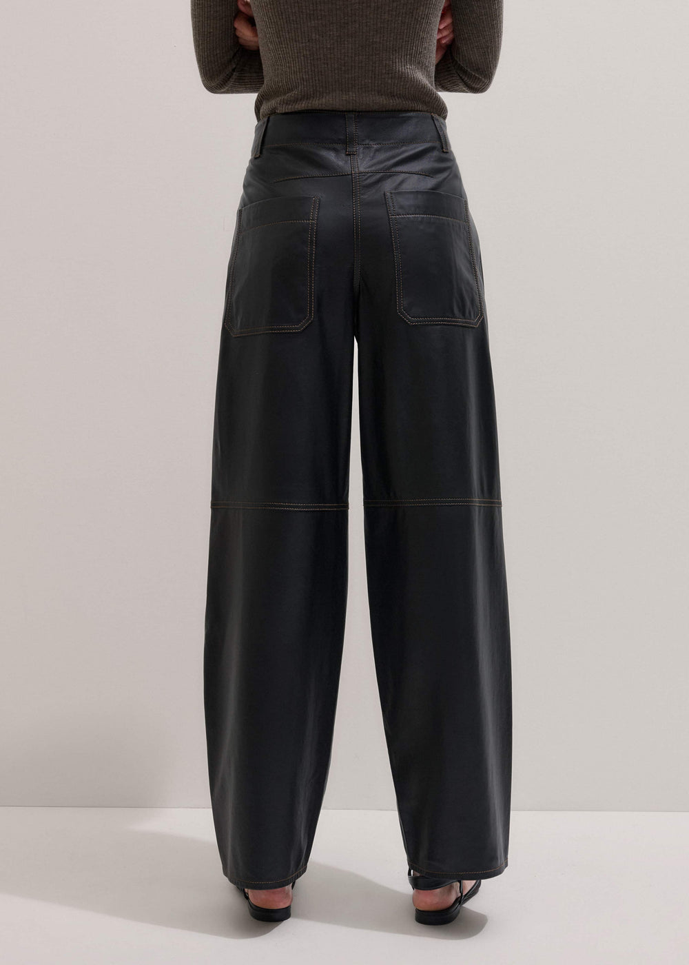 Black Leather Extreme Tapered Pant