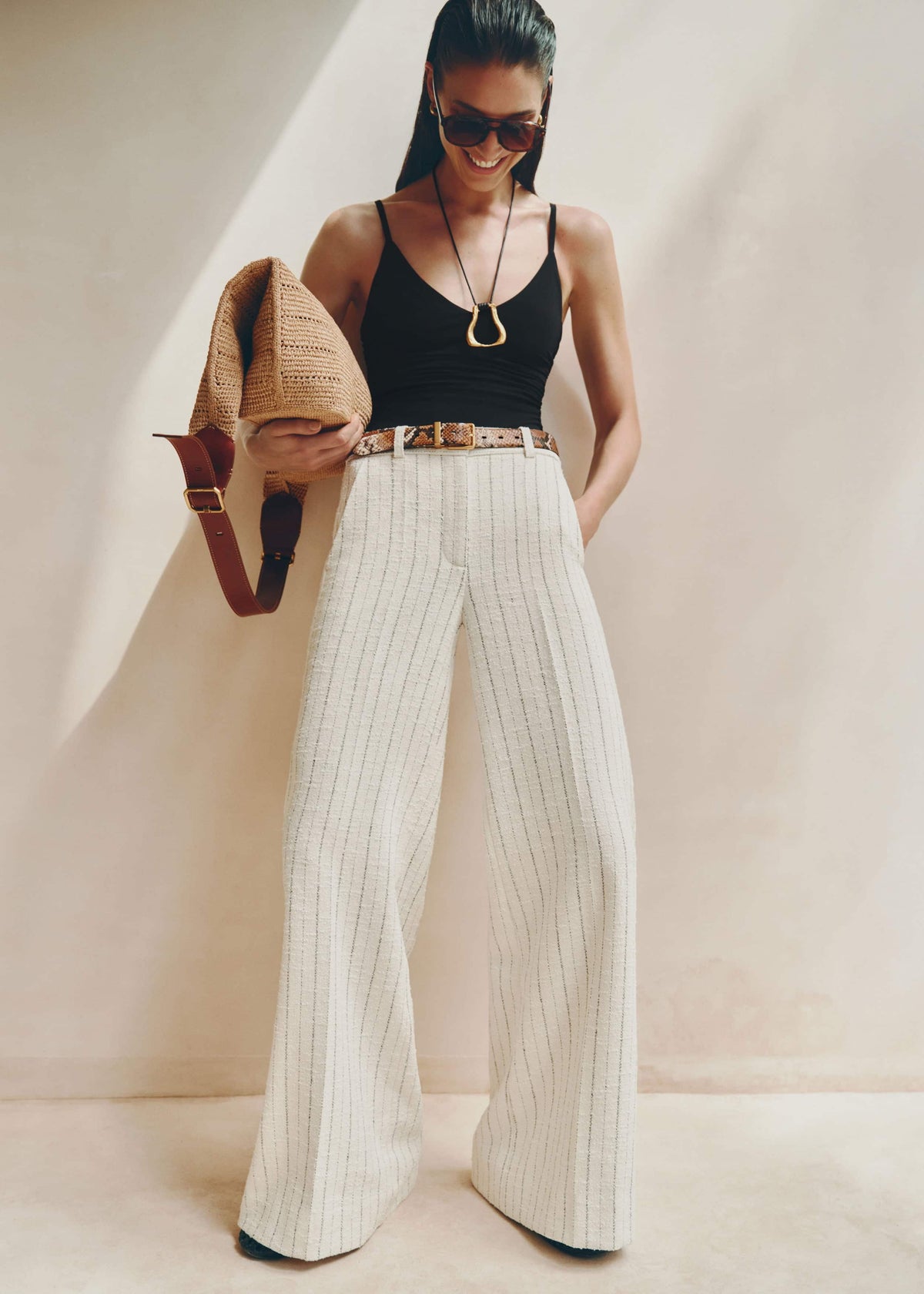Ivory Striped Leg Elongator Pant