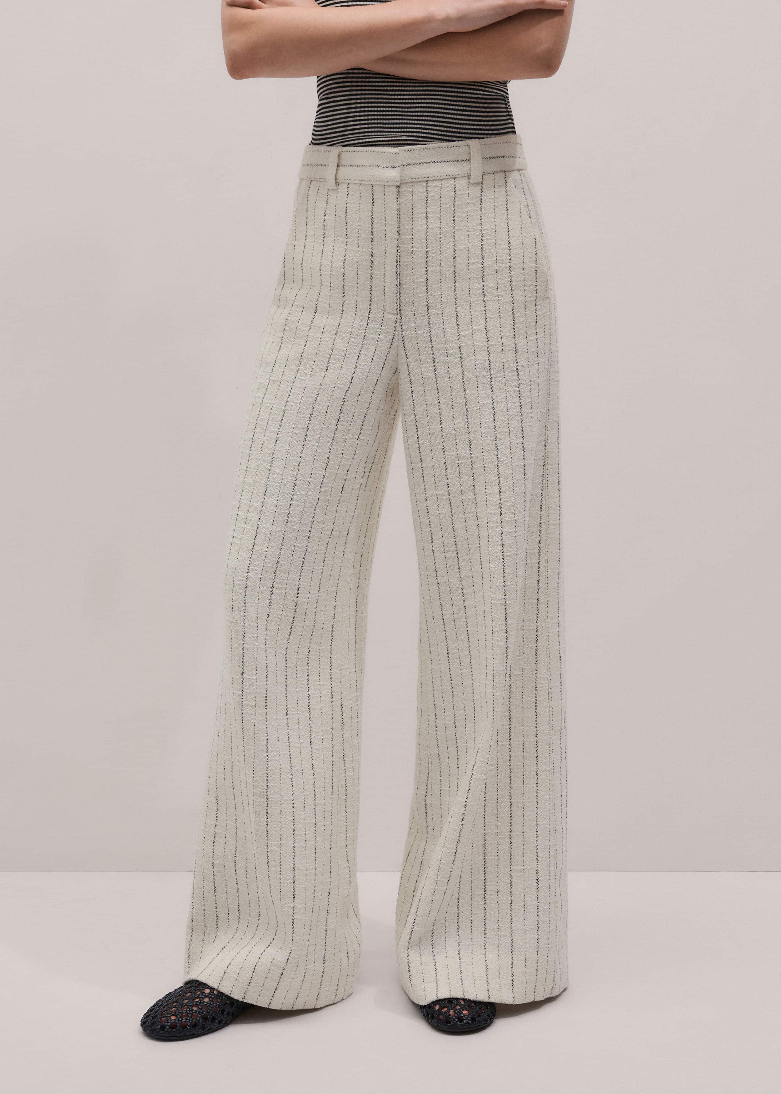 Ivory Striped Leg Elongator Pant