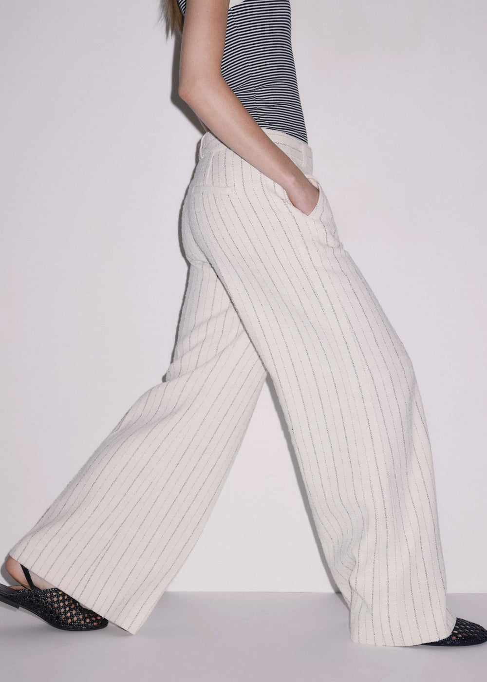 Ivory Striped Leg Elongator Pant