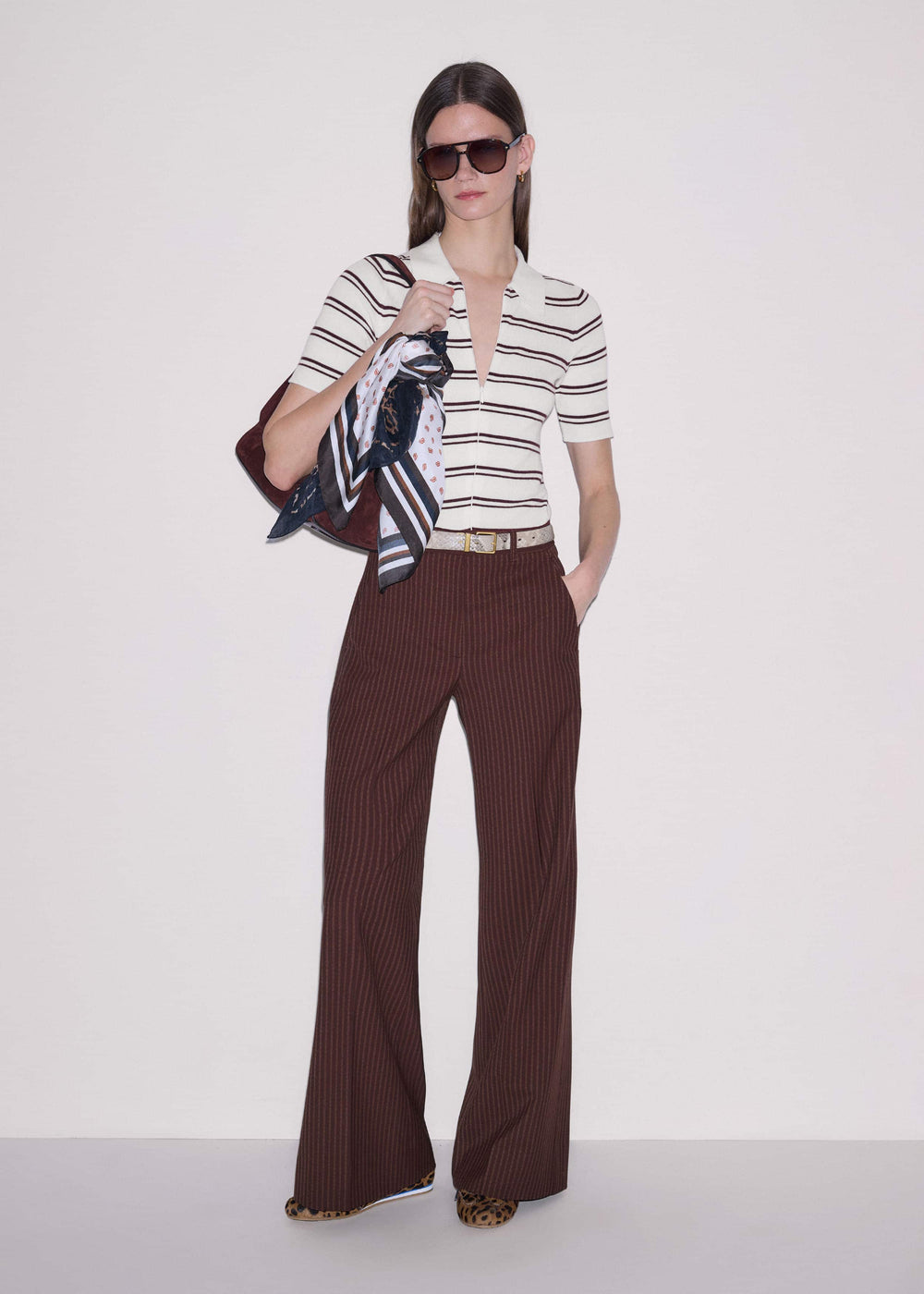Cinnamon Pinstripe Leg Elongator Pant