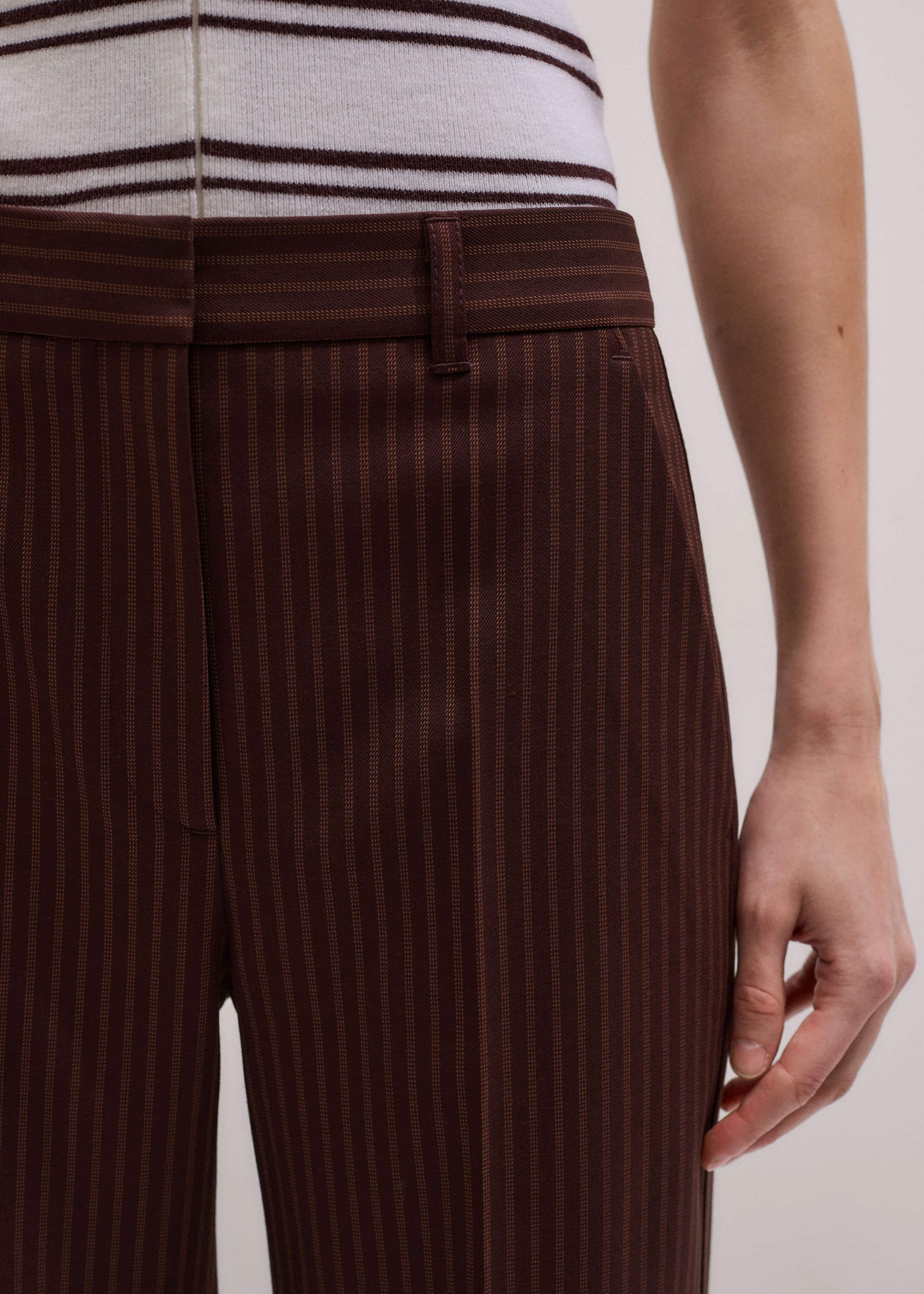 Cinnamon Pinstripe Leg Elongator Pant