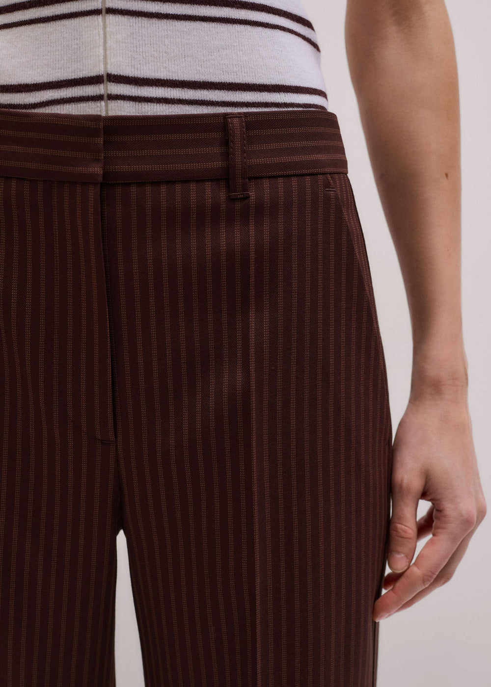 Cinnamon Pinstripe Leg Elongator Pant