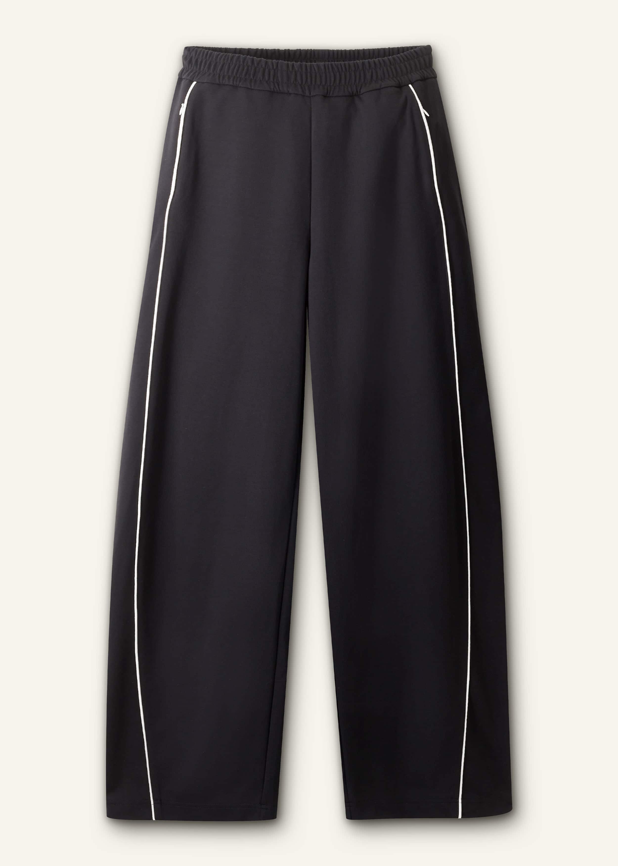 Black Wide Barrel Track Pant
