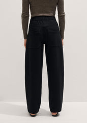 Black Luxe Travel Tailoring Barrel-Leg Pant