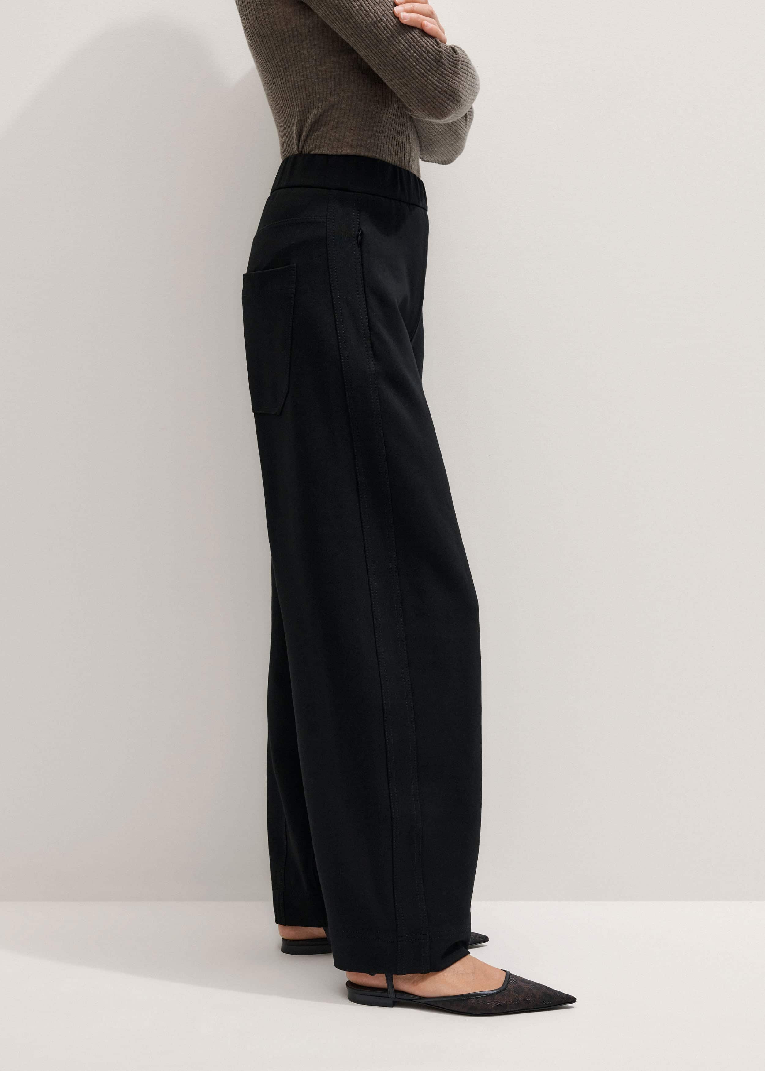Black Luxe Travel Tailoring Barrel-Leg Pant