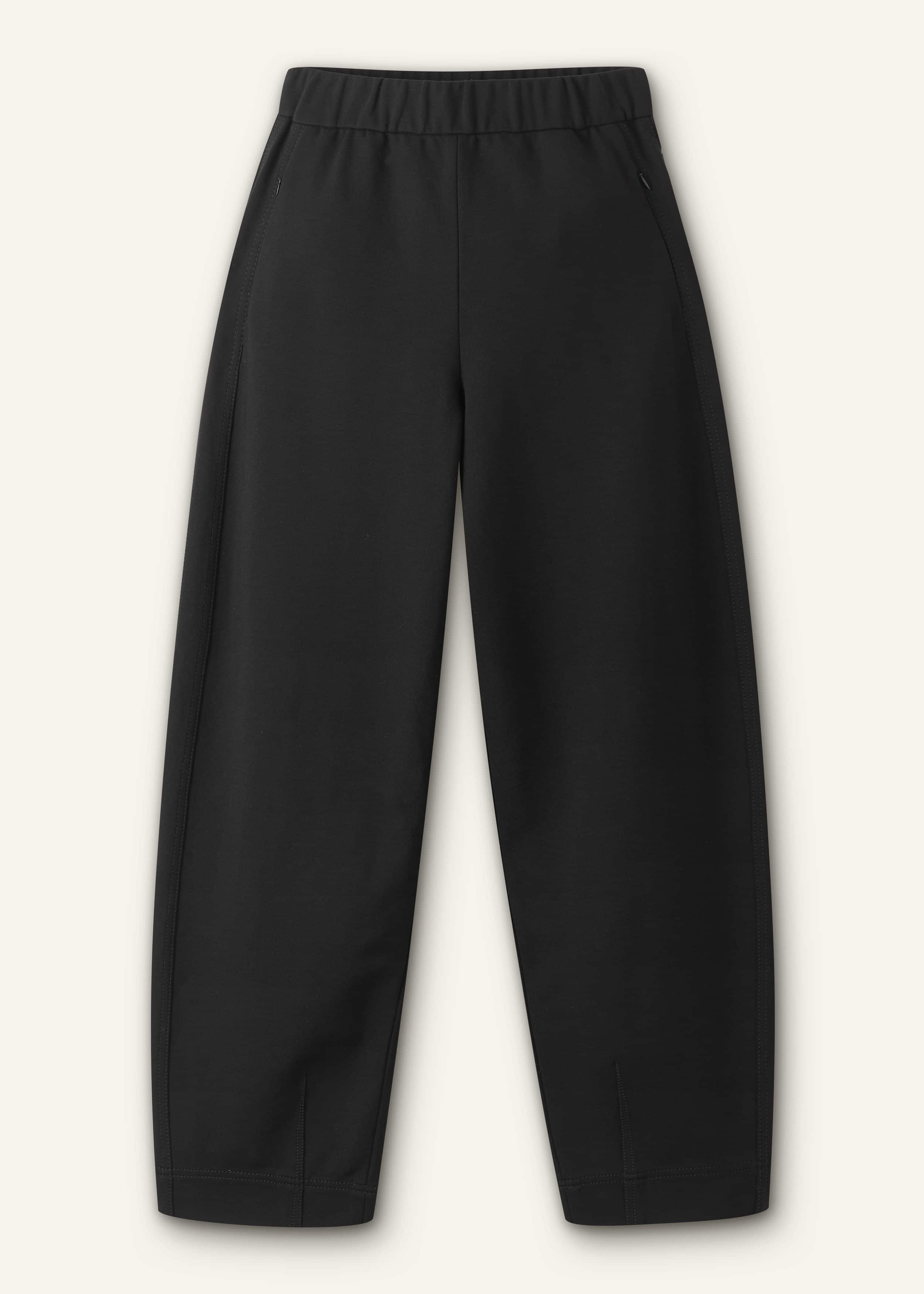 Black Luxe Travel Tailoring Barrel-Leg Pant