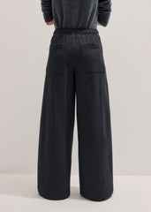 Gray Herringbone Barrel-Leg Pant