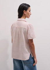 Pink Cheesecloth Trim Detail Blouse
