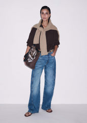 Brown Cheesecloth Relaxed Summer Shirt