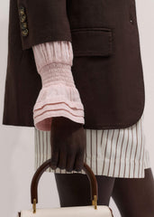 Pink Pleat Detail Long Sleeve Cheesecloth Blouse