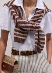 White Cheesecloth Trim Detail Blouse