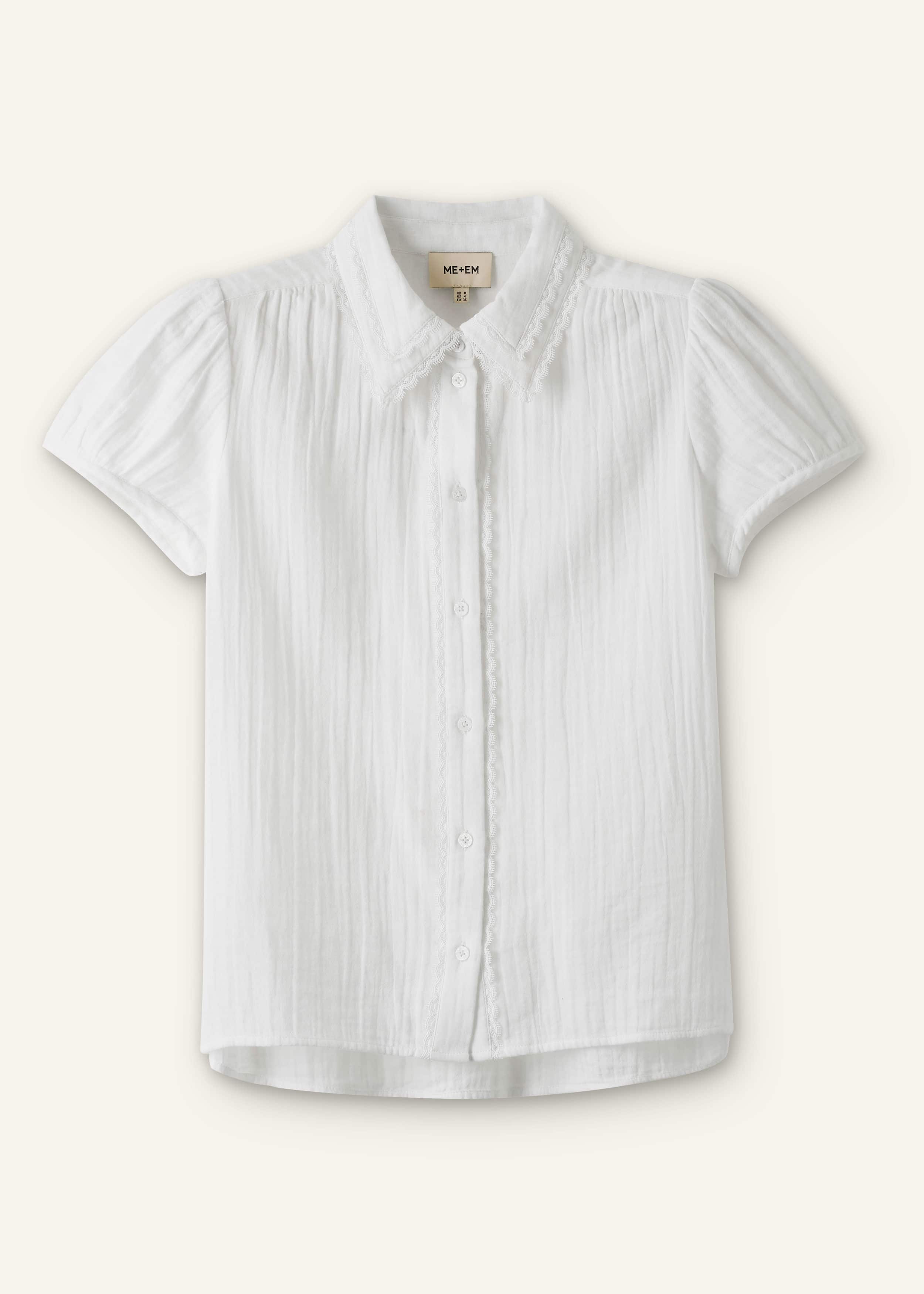 White Cheesecloth Cap-Sleeve Blouse