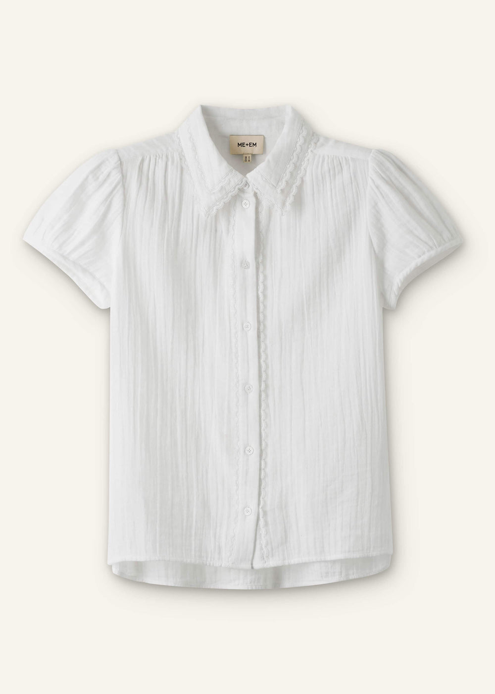 White Cheesecloth Cap-Sleeve Blouse