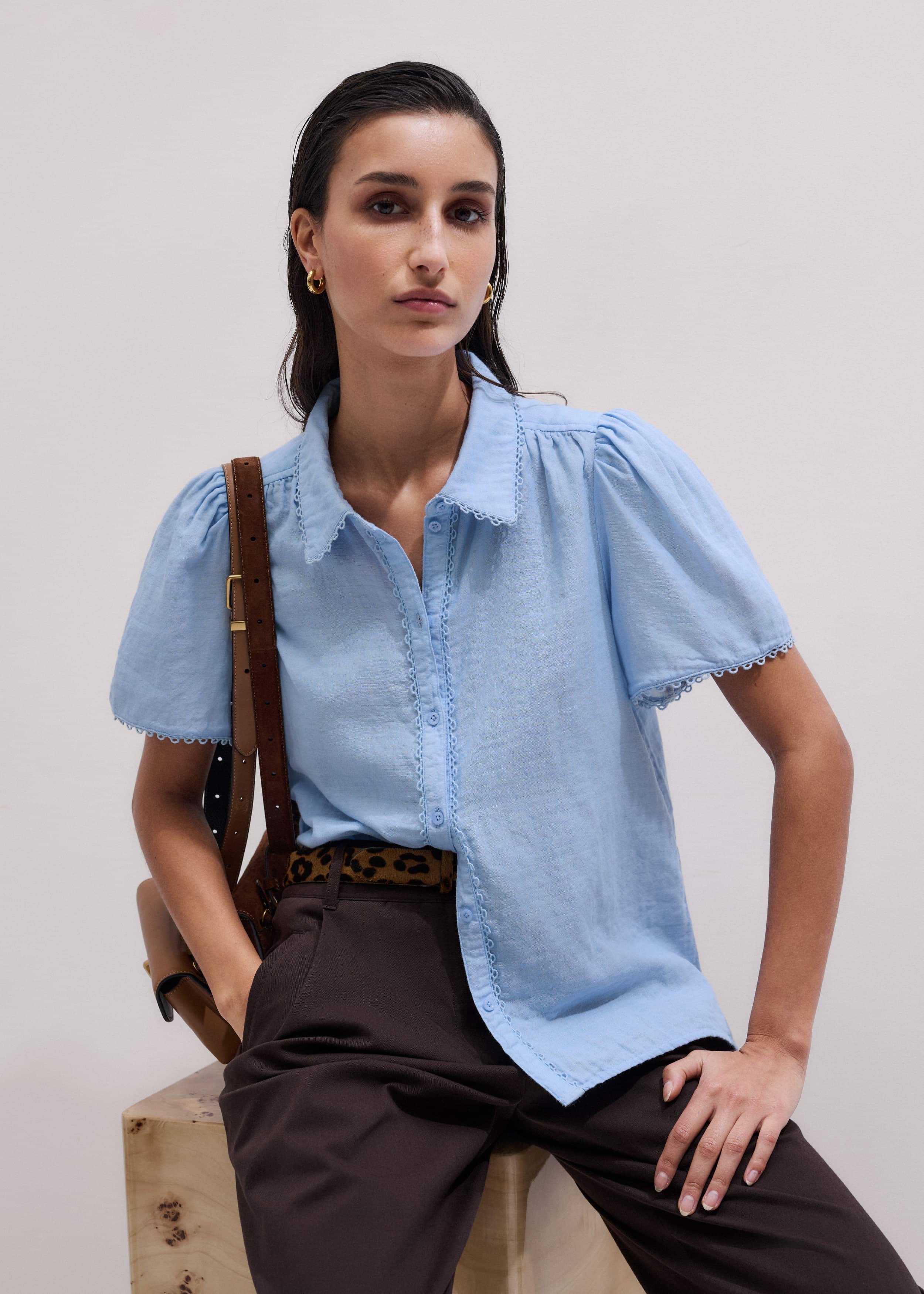 Blue Cheesecloth Summer Blouse