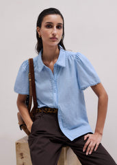Blue Cheesecloth Summer Blouse