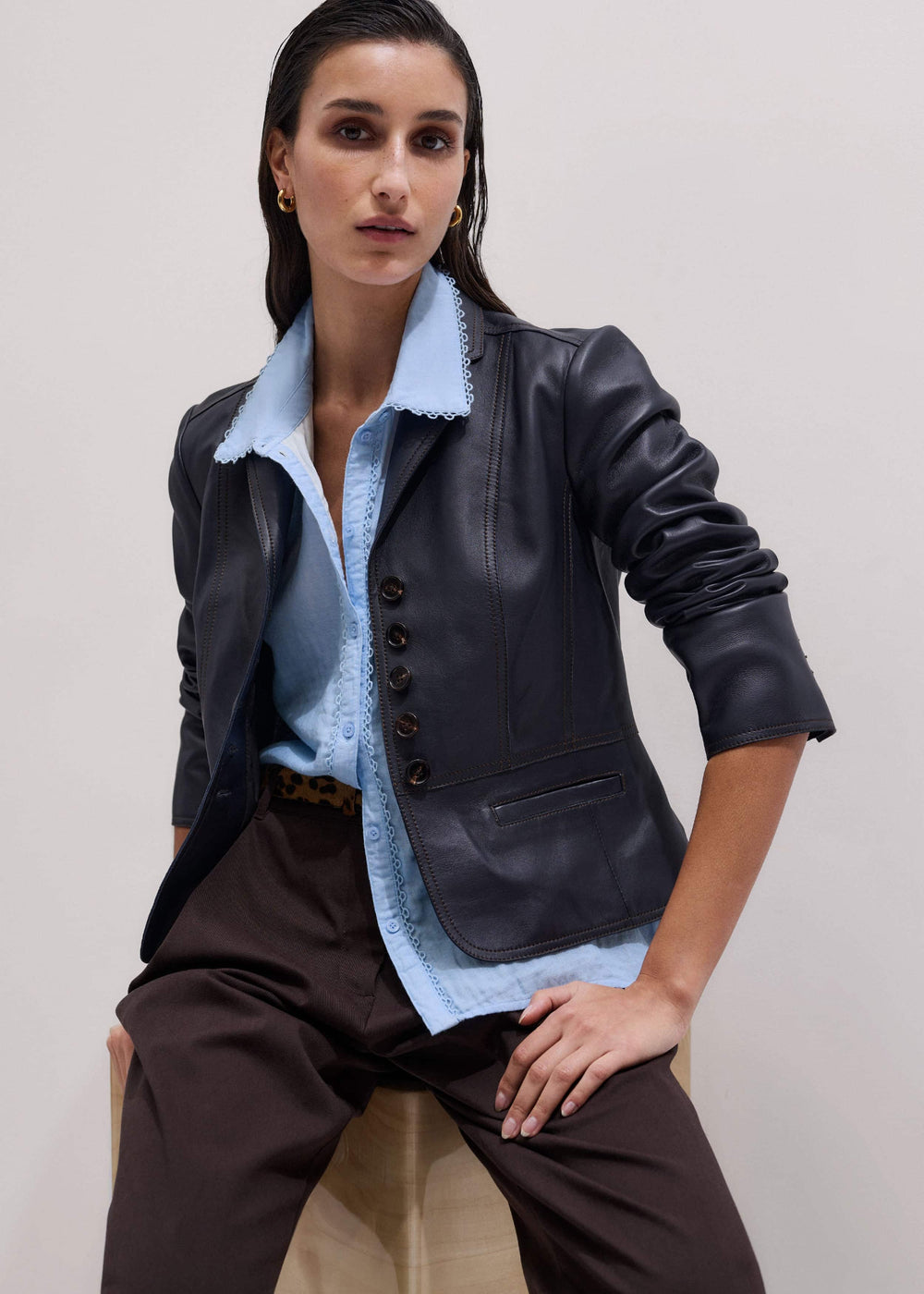 Blue Cheesecloth Summer Blouse