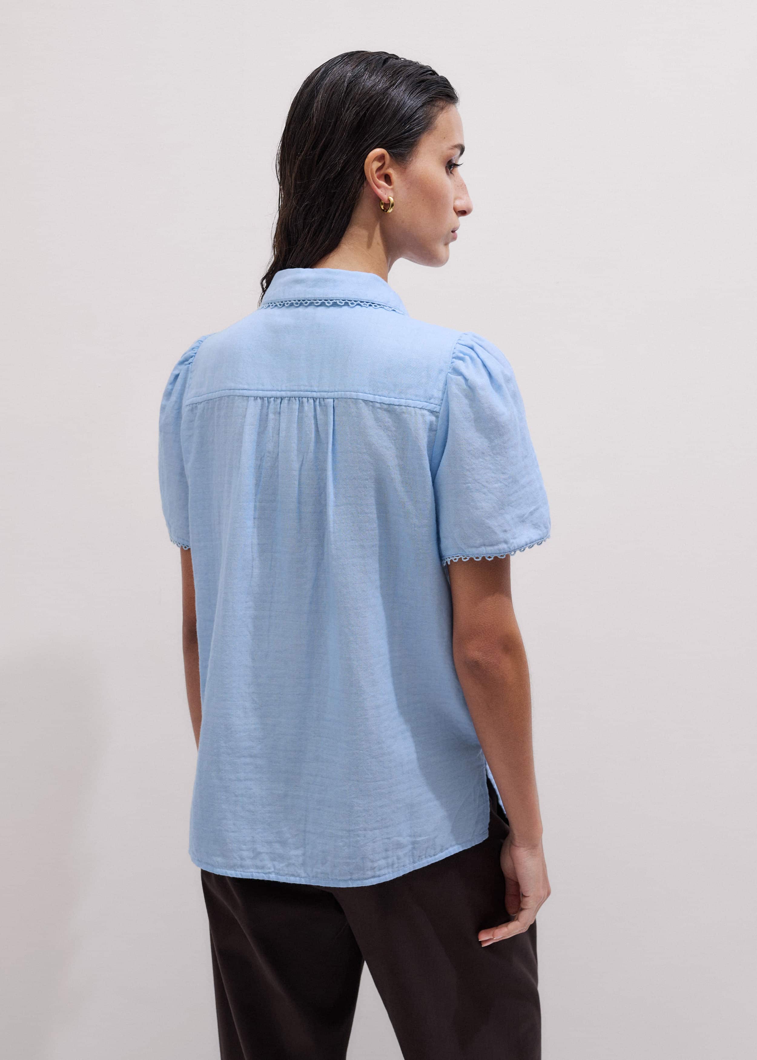 Blue Cheesecloth Summer Blouse