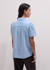 Blue Cheesecloth Summer Blouse