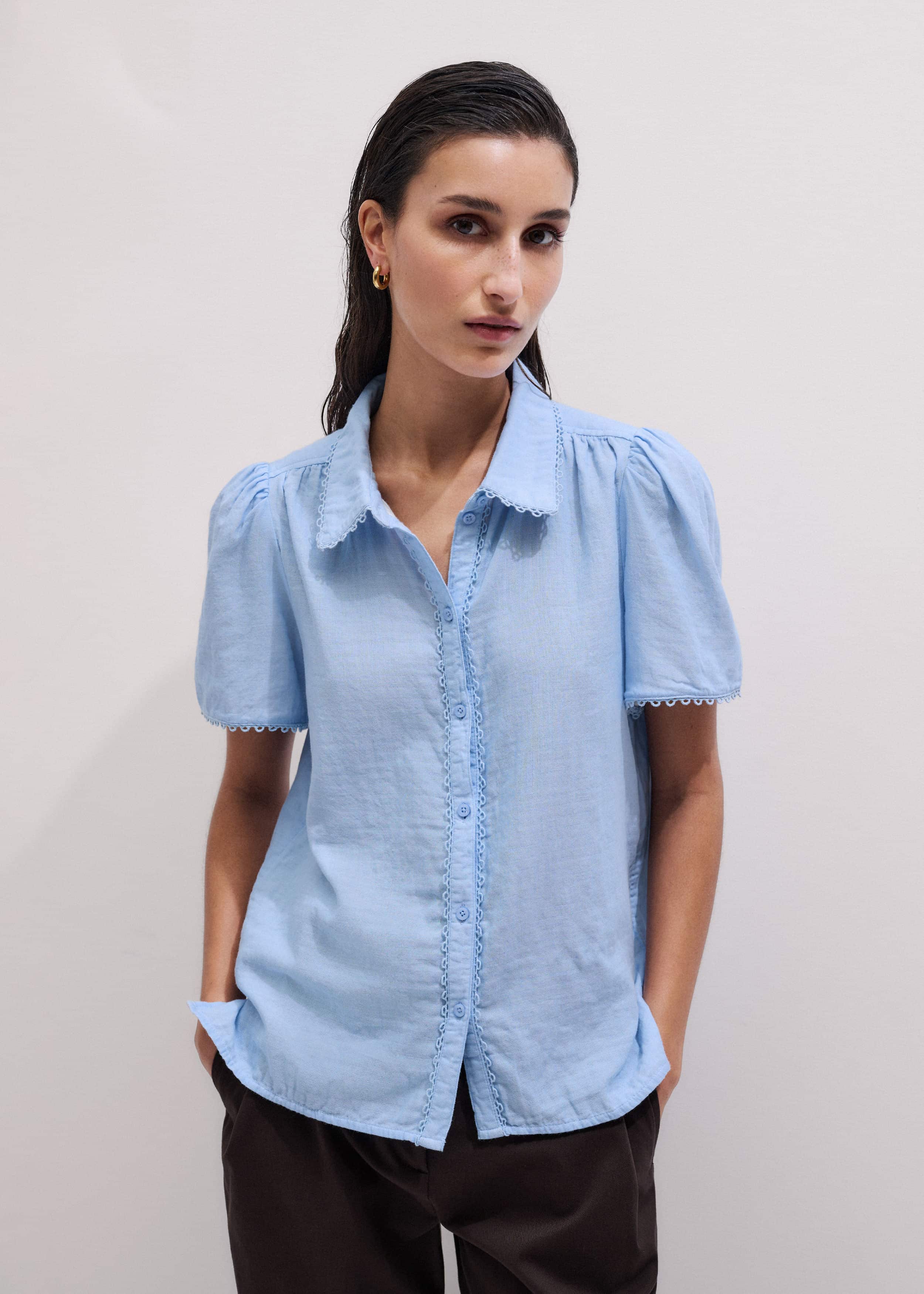 Blue Cheesecloth Summer Blouse
