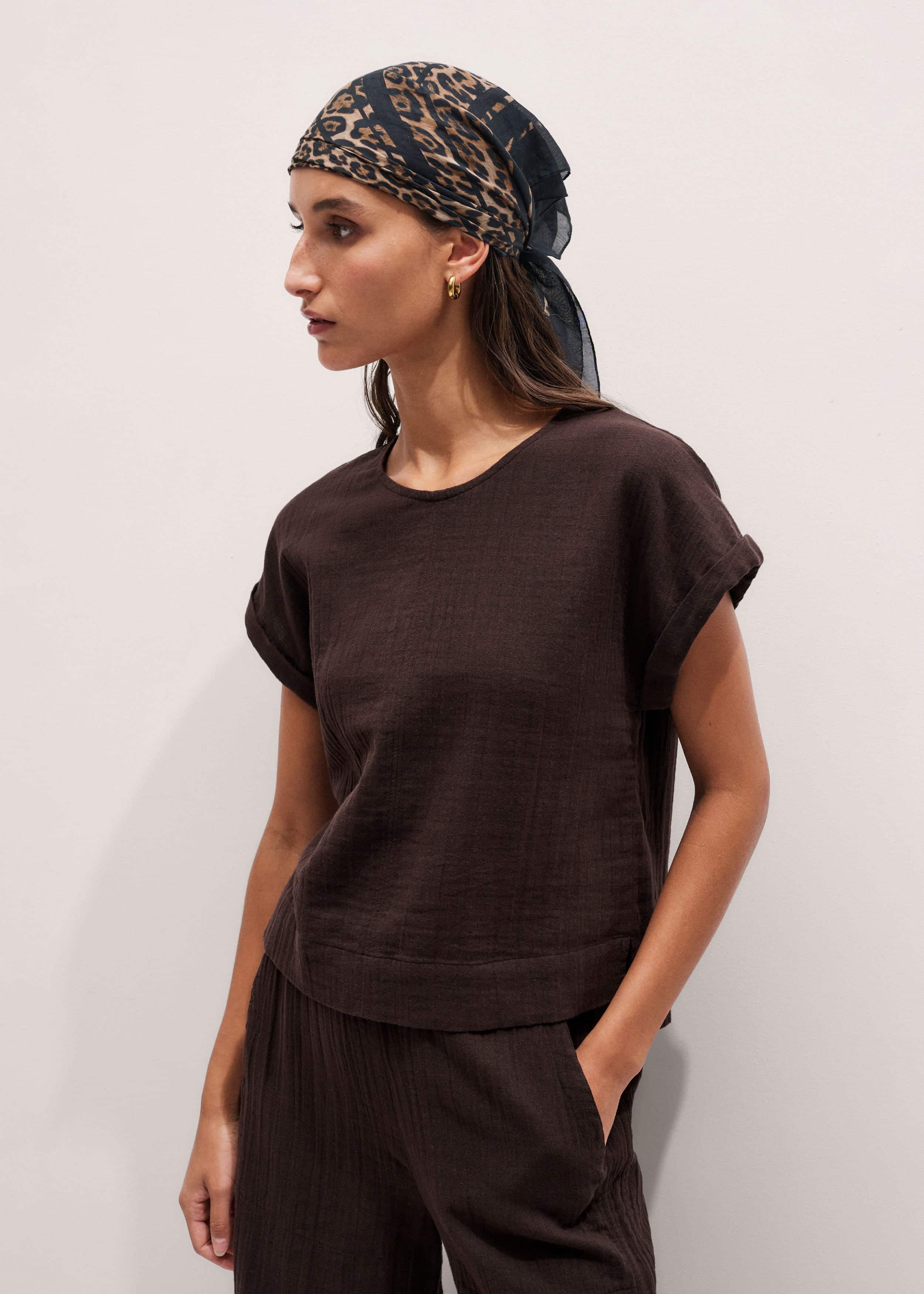 Brown Cheesecloth T-Shirt