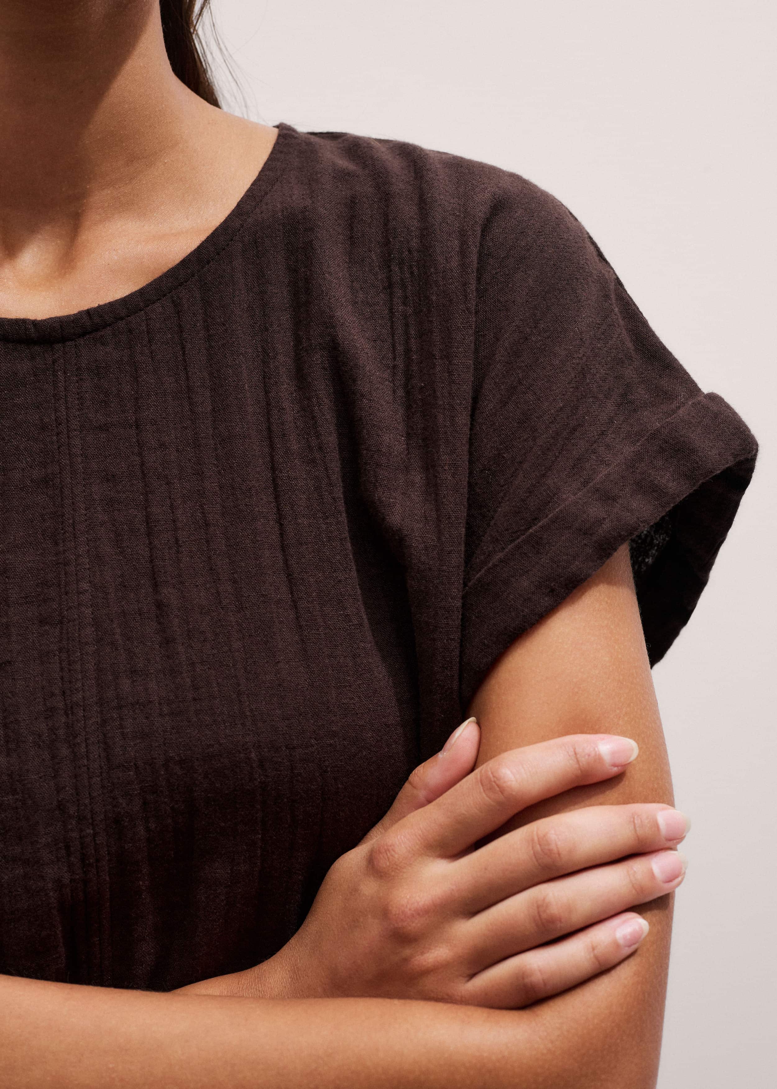Brown Cheesecloth T-Shirt