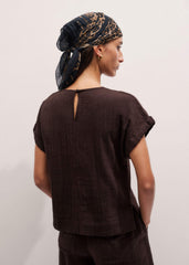 Brown Cheesecloth T-Shirt