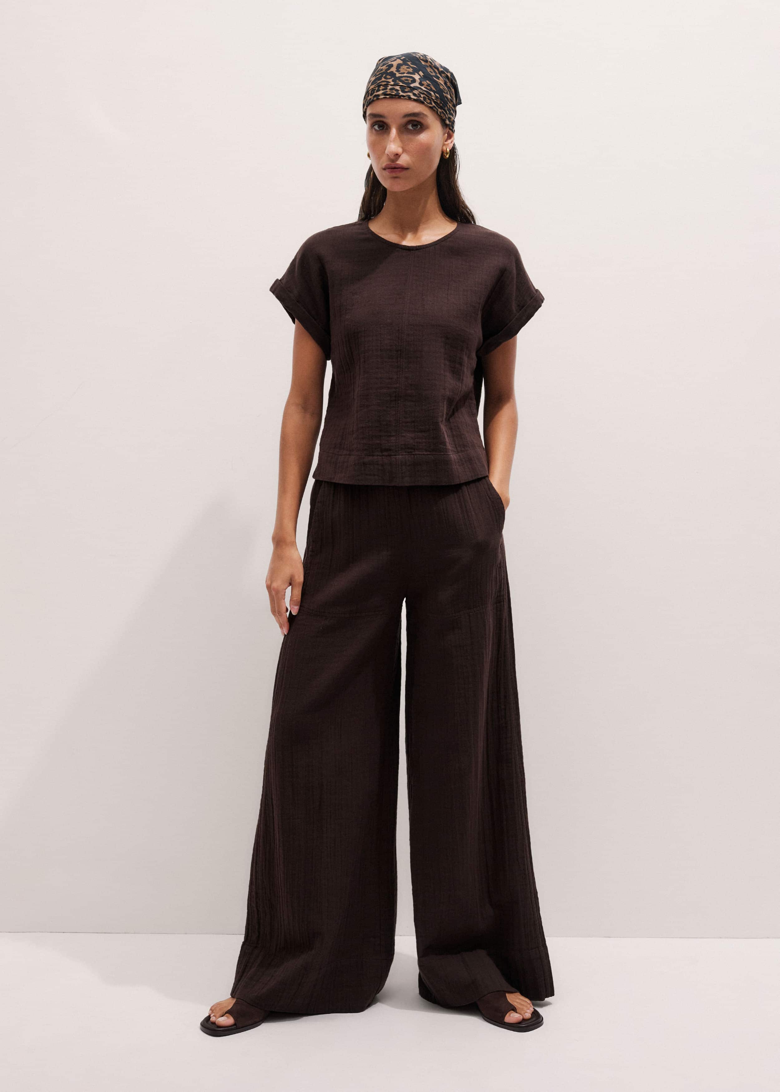 Brown Cheesecloth T-Shirt