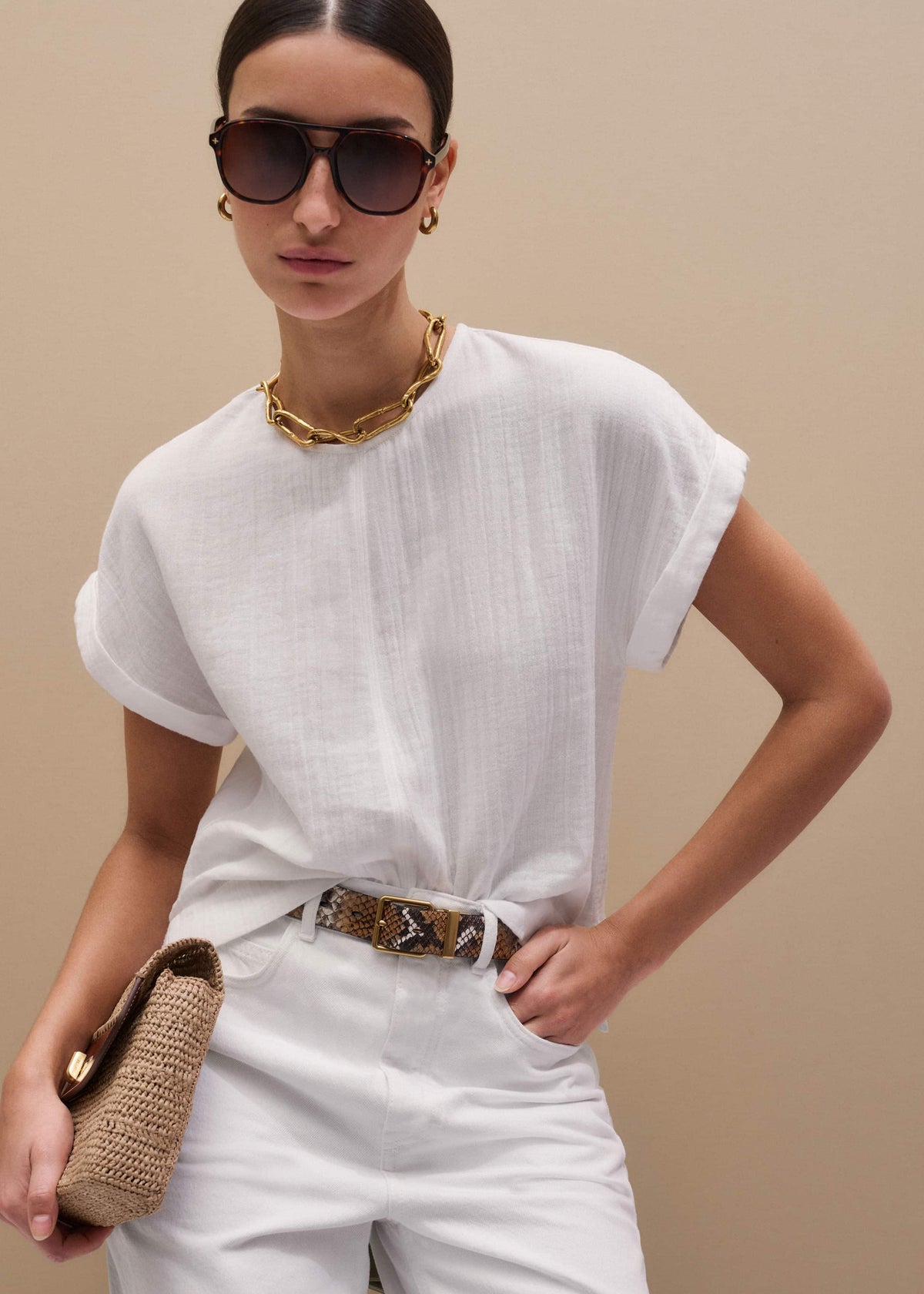 White Cheesecloth T-Shirt