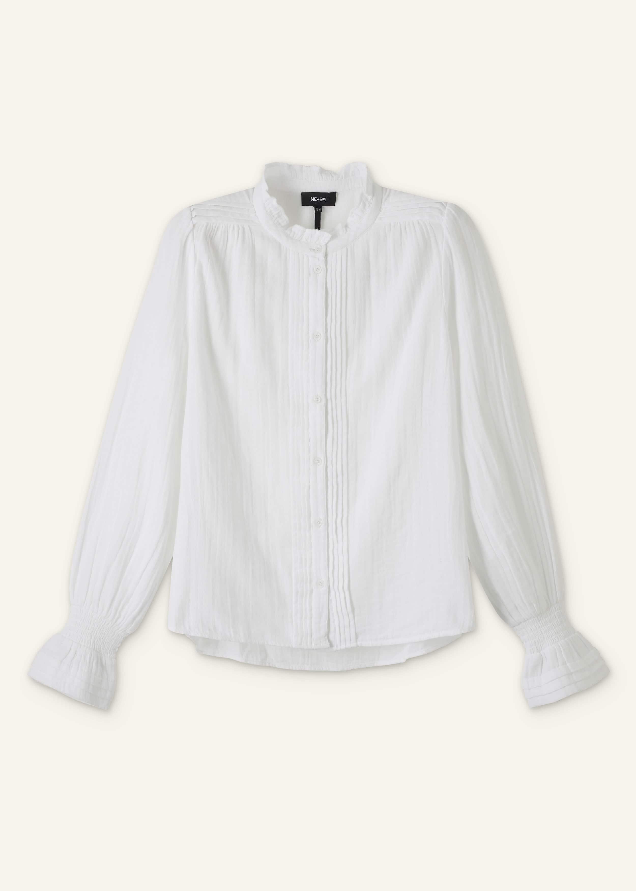 White Cheesecloth Pleat Detail Blouse
