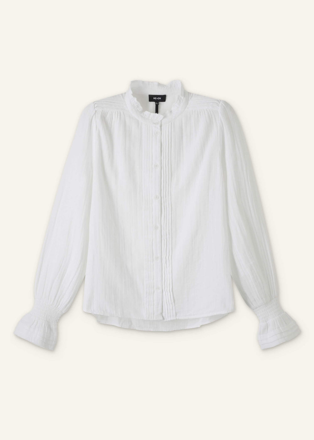 White Cheesecloth Pleat Detail Blouse