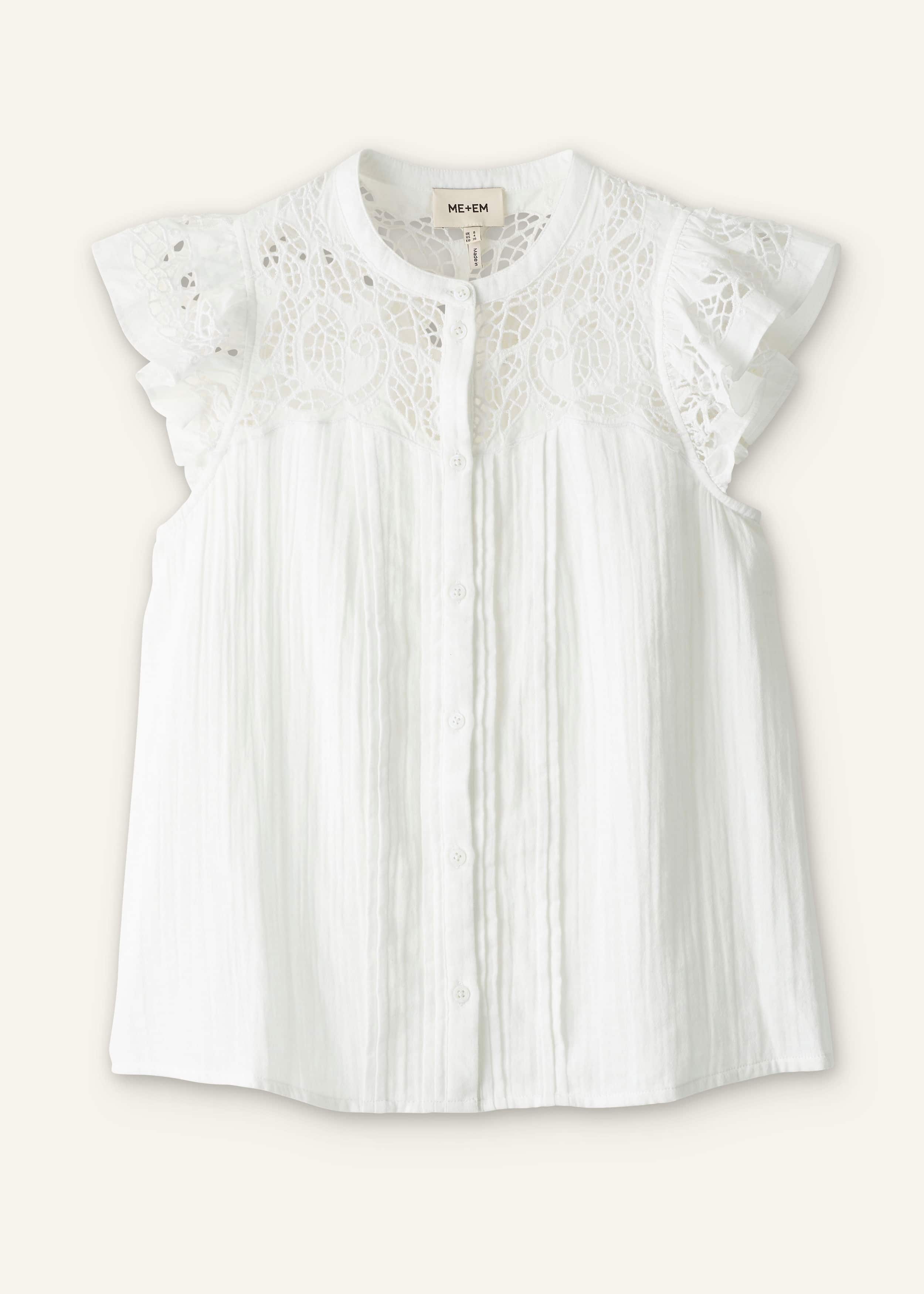 White Cheesecloth Embroidered Swing Top