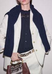 Navy Cheesecloth AM-PM Summer Blouse