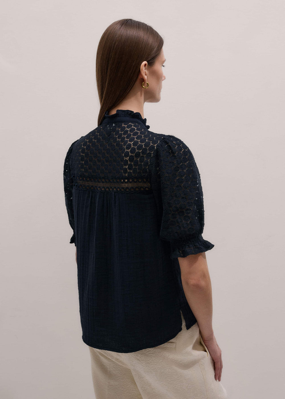 Navy Cheesecloth AM-PM Summer Blouse