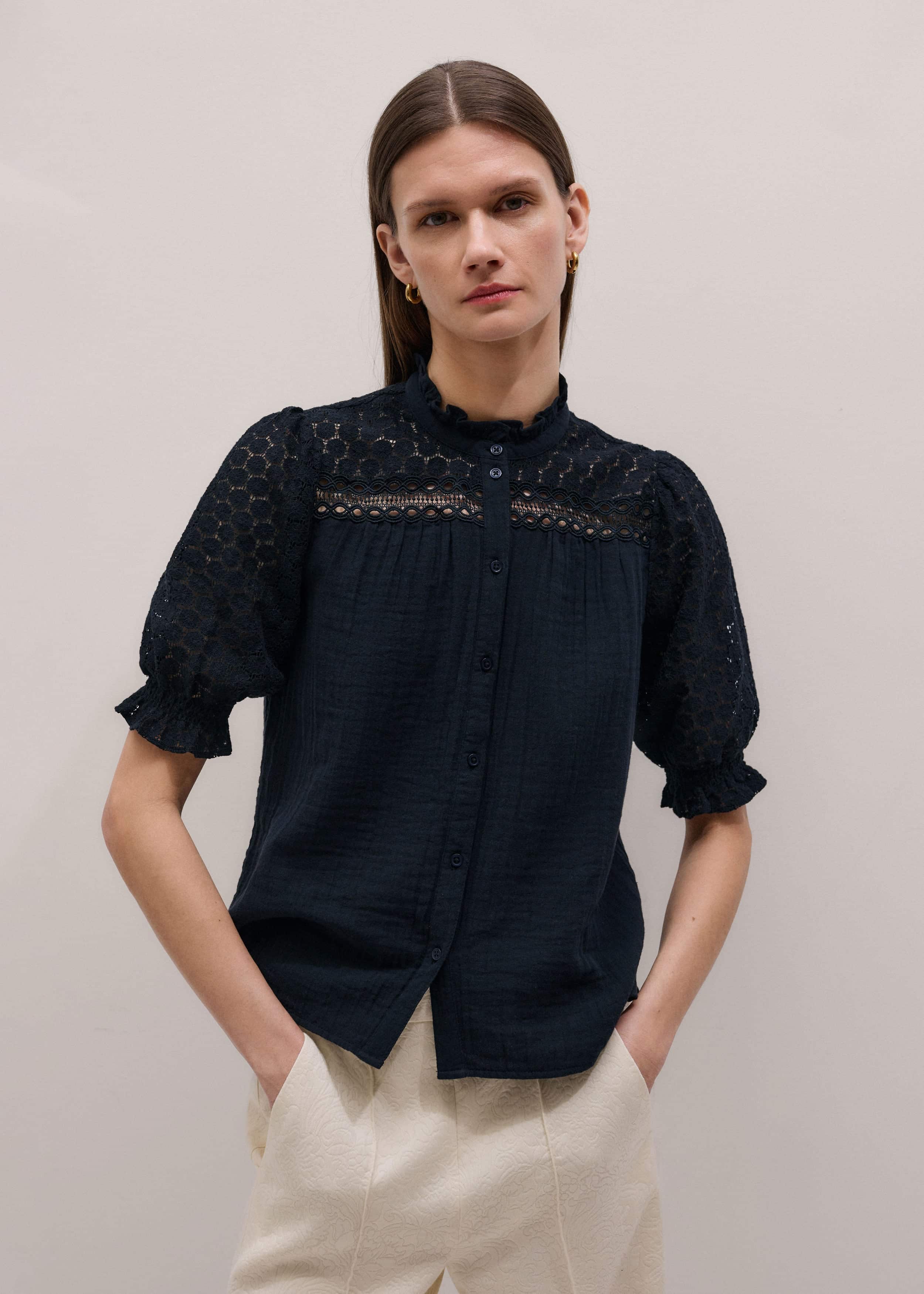 Navy Cheesecloth AM-PM Summer Blouse