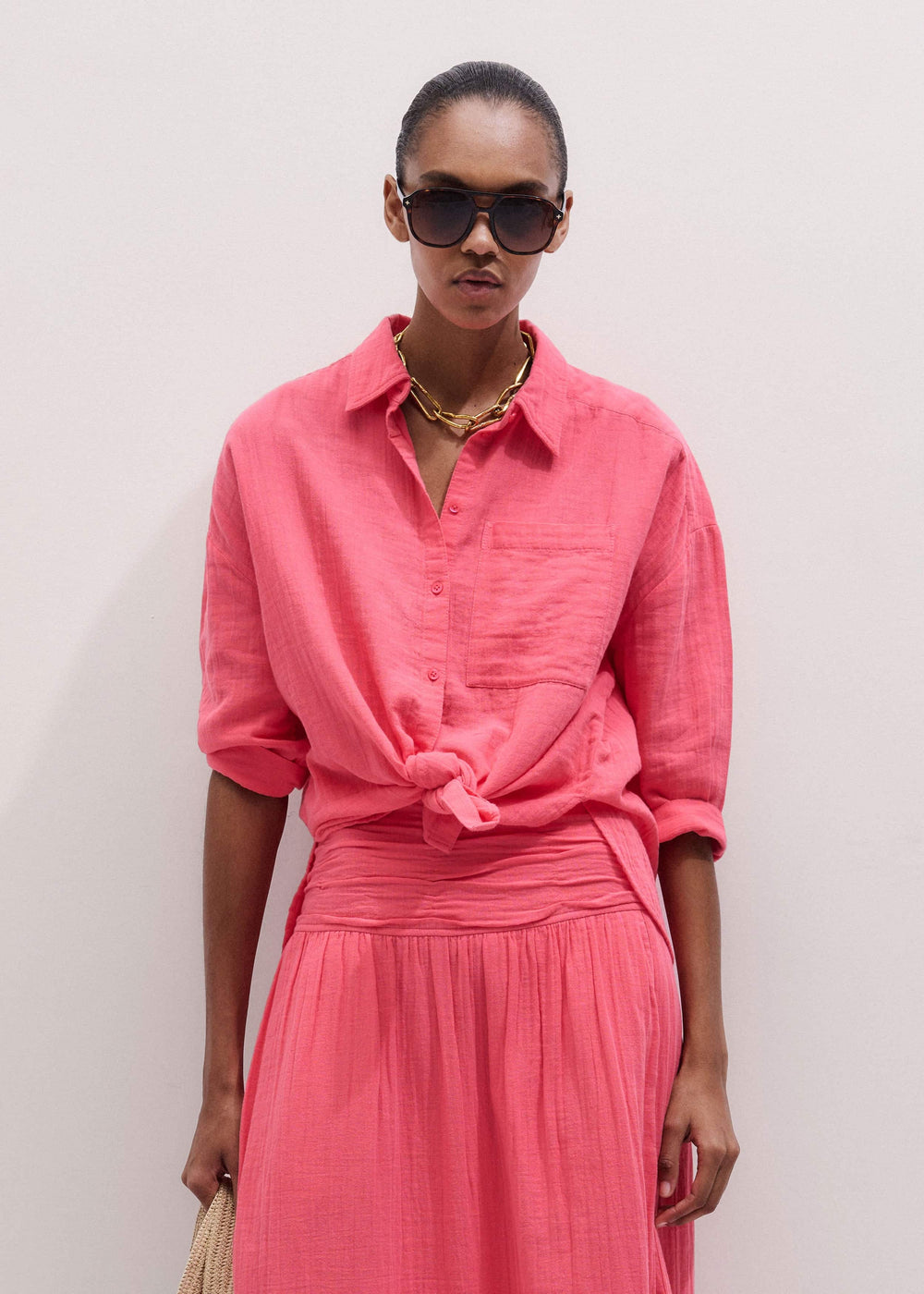 Pink Cheesecloth Relaxed Shirt