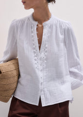 White Cheesecloth Intricate Detail Blouse