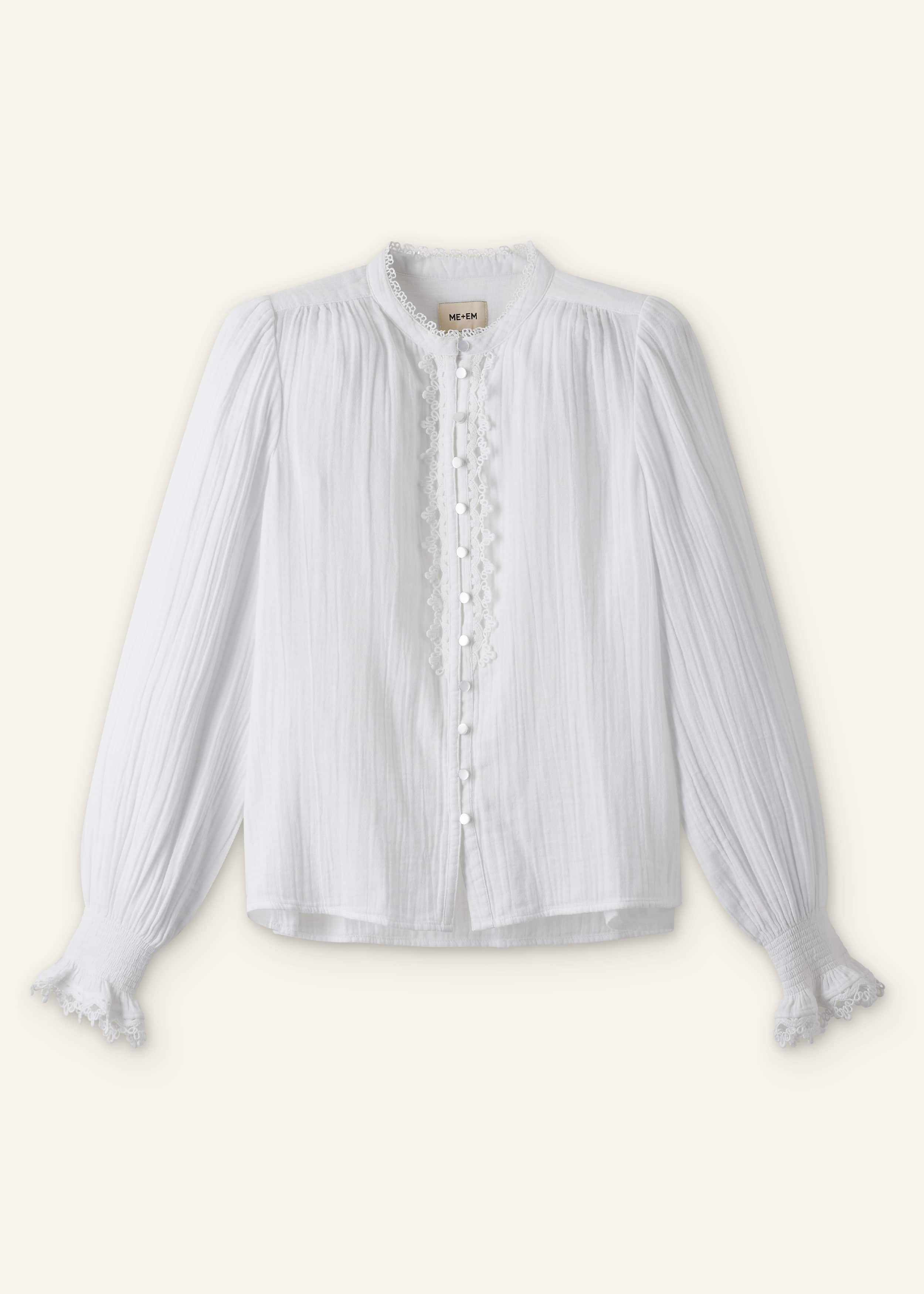 White Cheesecloth Intricate Detail Blouse