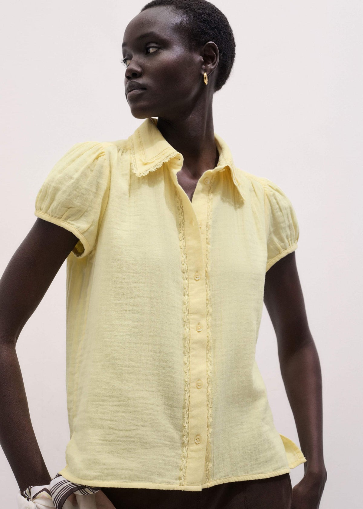 Yellow Cheesecloth Straight Summer Blouse