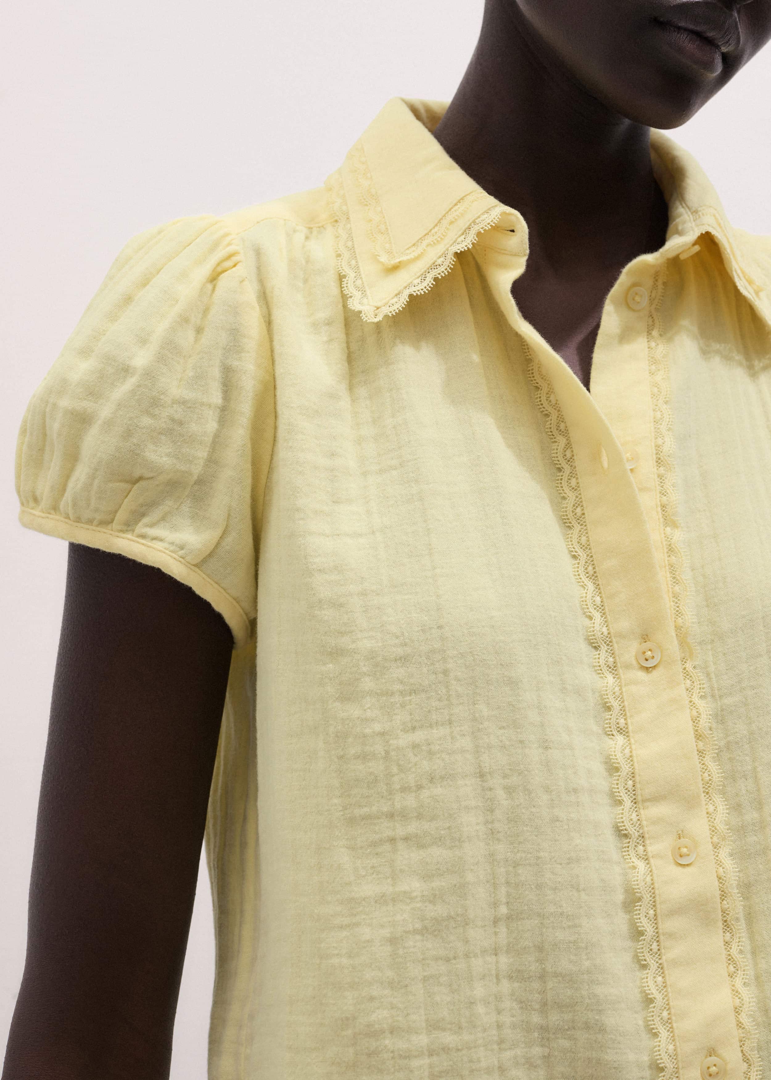 Yellow Cheesecloth Straight Summer Blouse