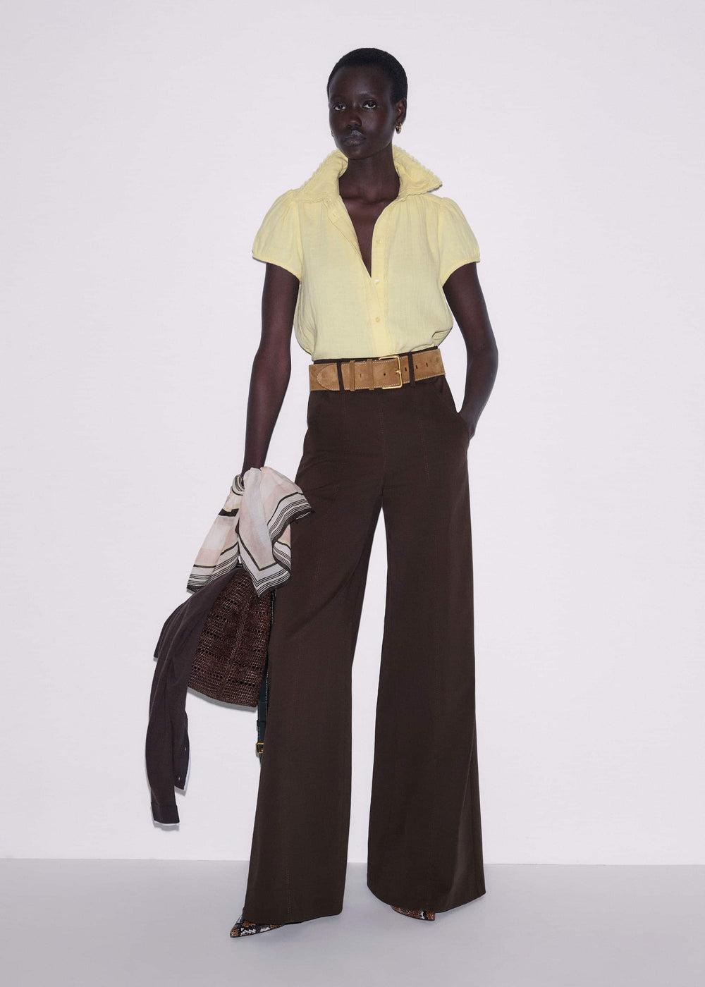 Yellow Cheesecloth Straight Summer Blouse